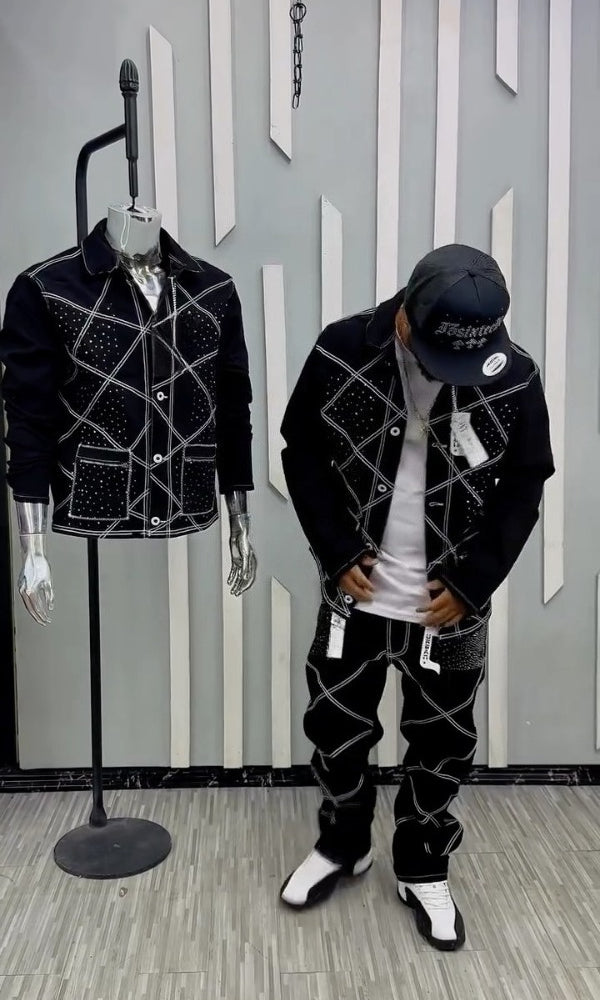 Diamond Double-stitched Jacket & Trousers Set