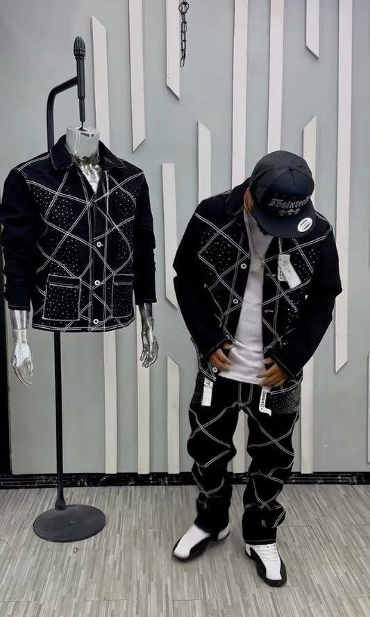 Diamond Double-stitched Jacket & Trousers Set