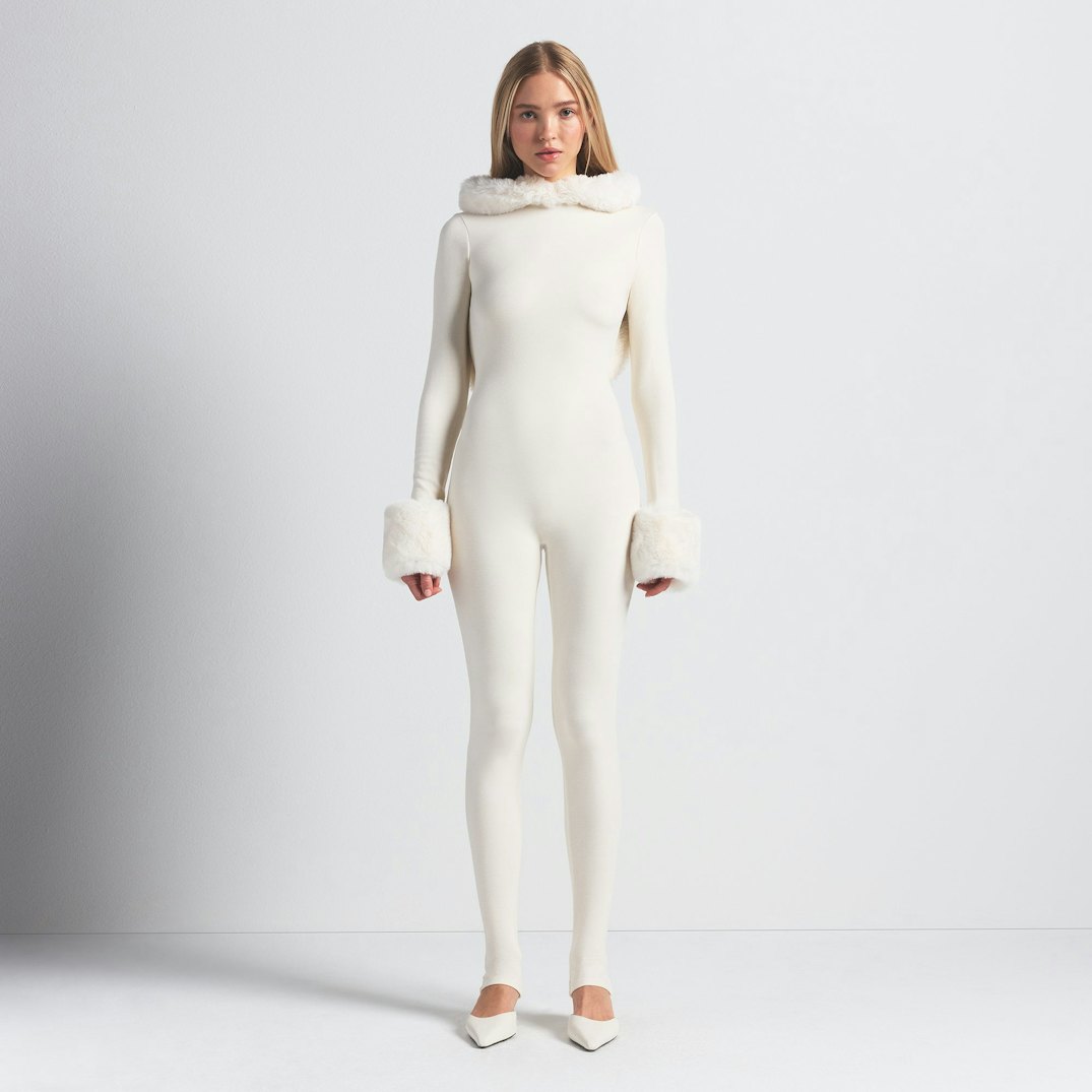 Comfortable Satin Warm Hooded Catsuit