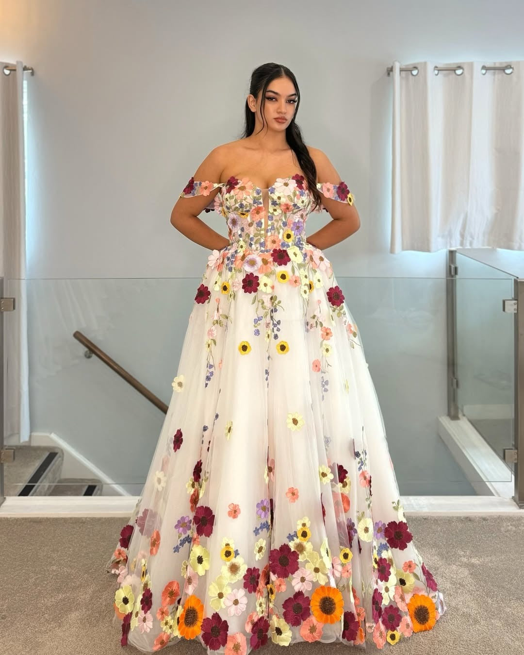 Beautifully Embroidered Floral Wedding & Party Dress