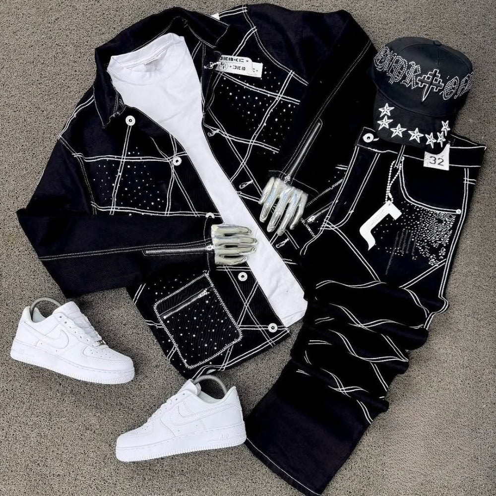 Diamond Double-stitched Jacket & Trousers Set
