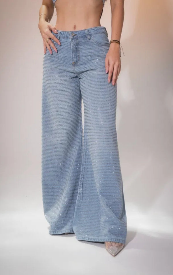 Trendy Rhinestone Casual Jeans