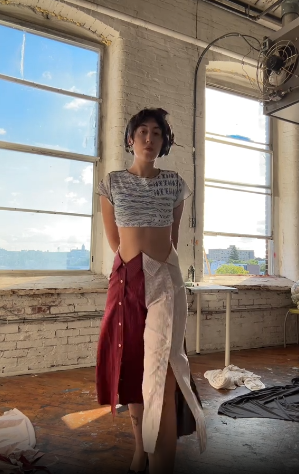 Chic Shirt-paneled Loose Pants
