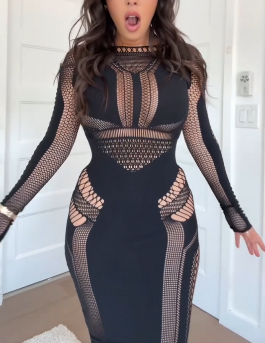 Sexy Knitted Long Hollow Dress