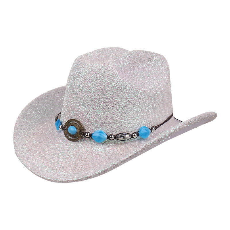 Chic Gemstone Necklace Cowboy Hat