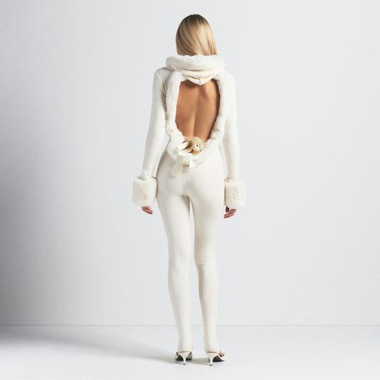 Comfortable Satin Warm Hooded Catsuit