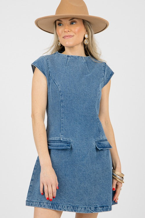 Cute and Firty Pocket Denim Dress