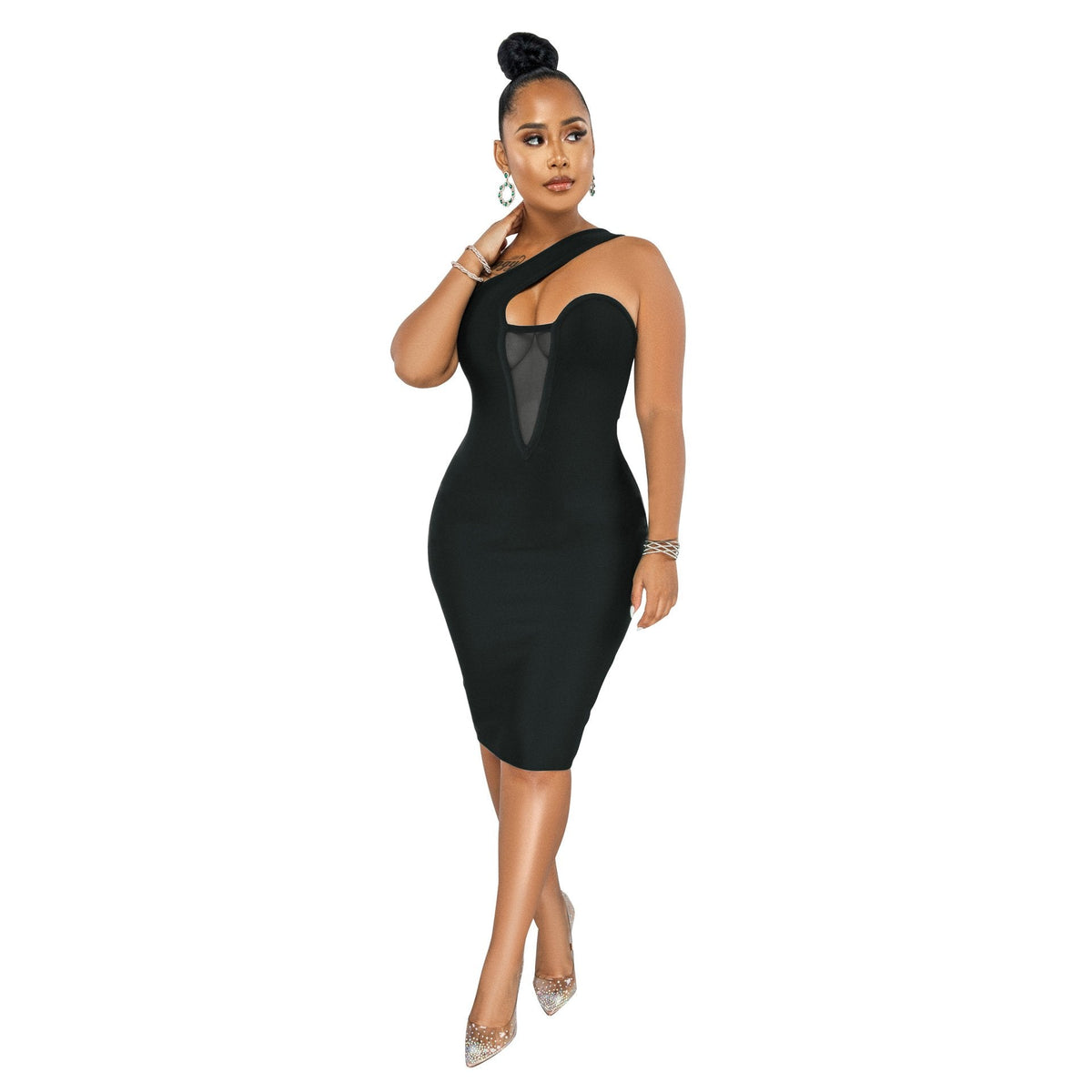 Deep Plunge Midi Dress