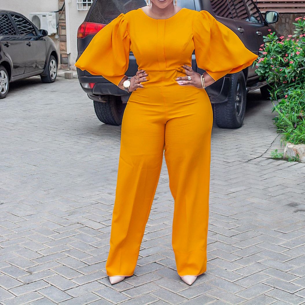 Solid Color Straight Loose Casual Jumpsuit