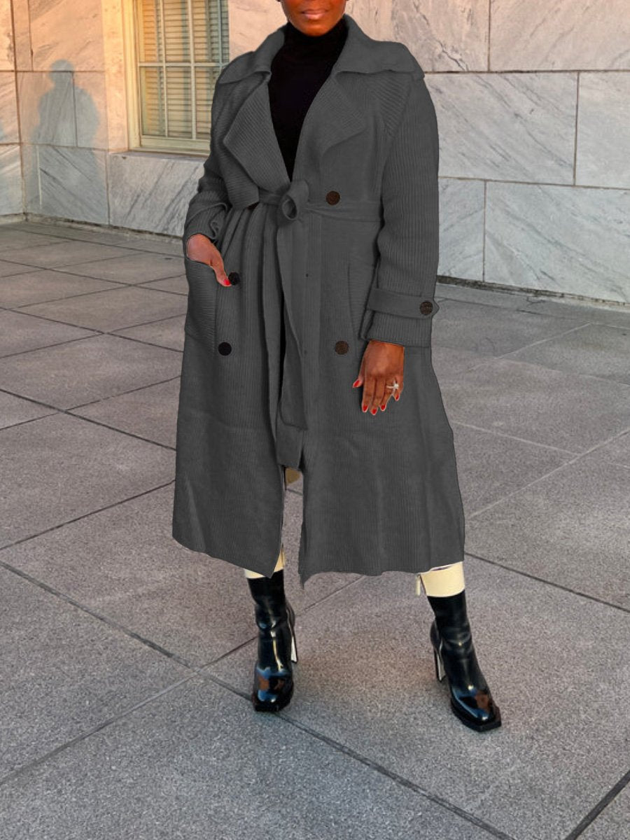 Chic Knit Sweater Trench Coat