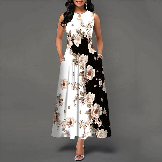 Trendy Sleeveless Round Neck Maxi Dress
