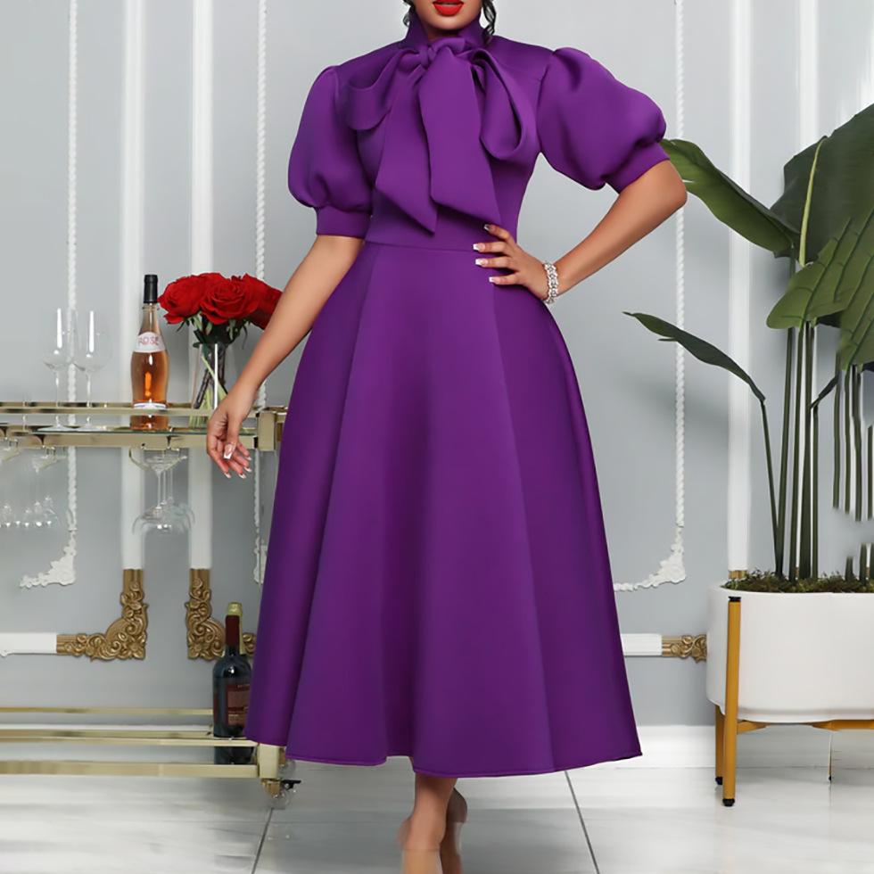 Puff Sleeve Long Dress