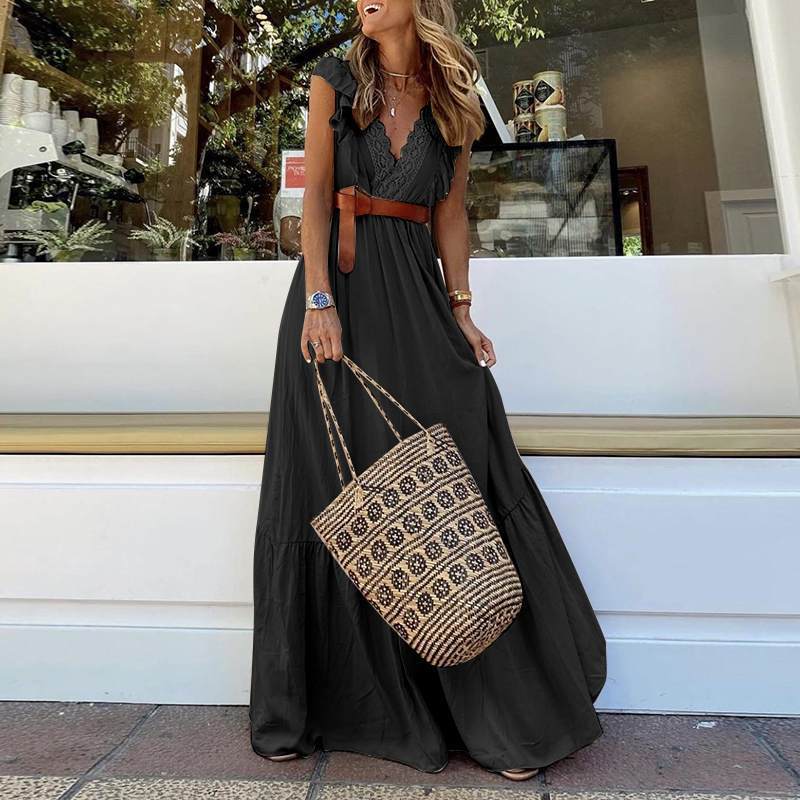 V-neck Casual Lace Dress