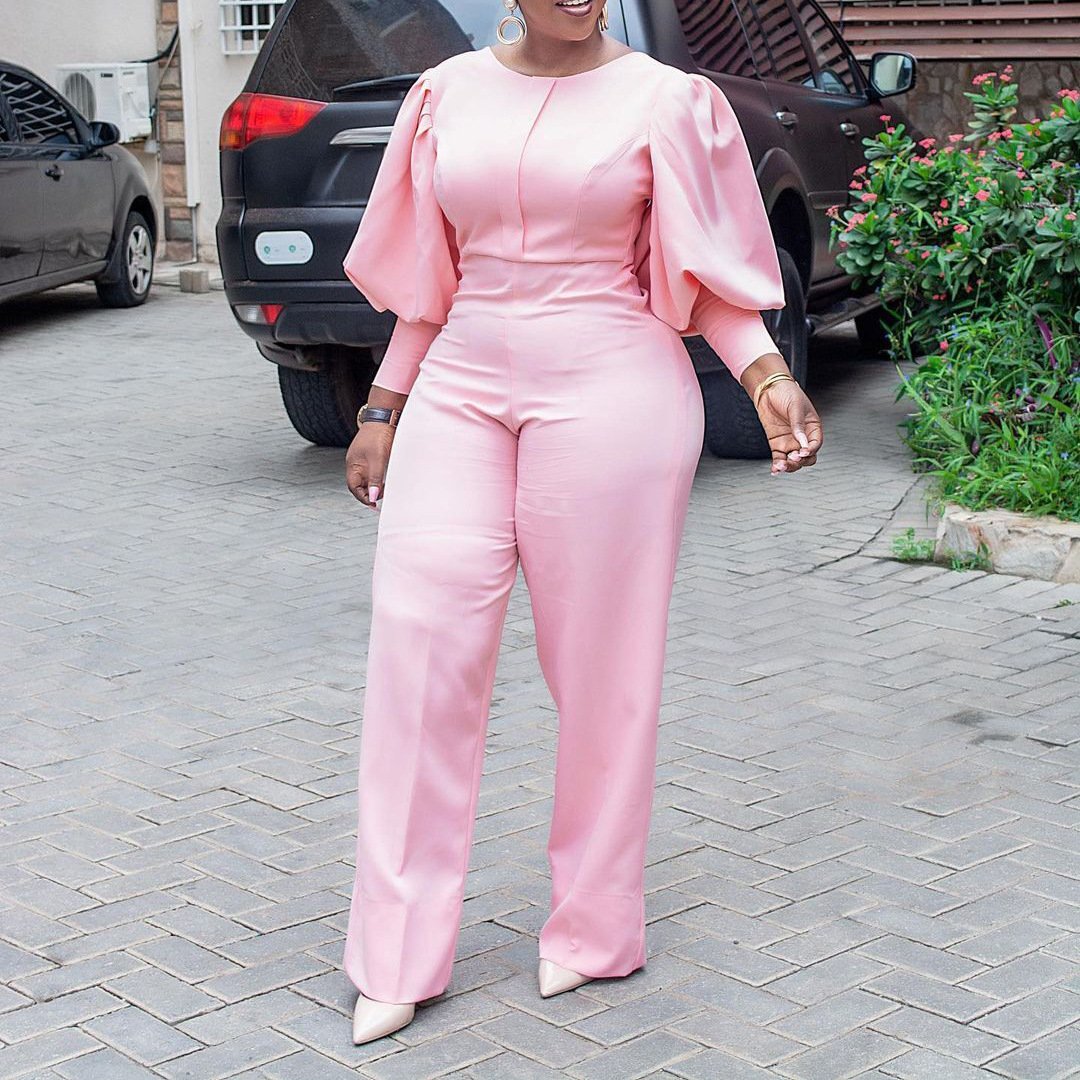 Solid Color Straight Loose Casual Jumpsuit