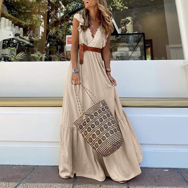 V-neck Casual Lace Dress