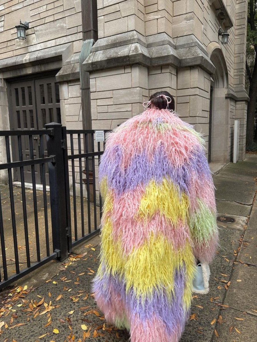 Rainbow Faux Fur Coat