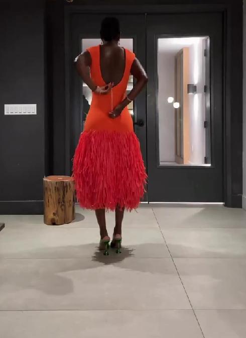 Sleeveless fringed midi dress