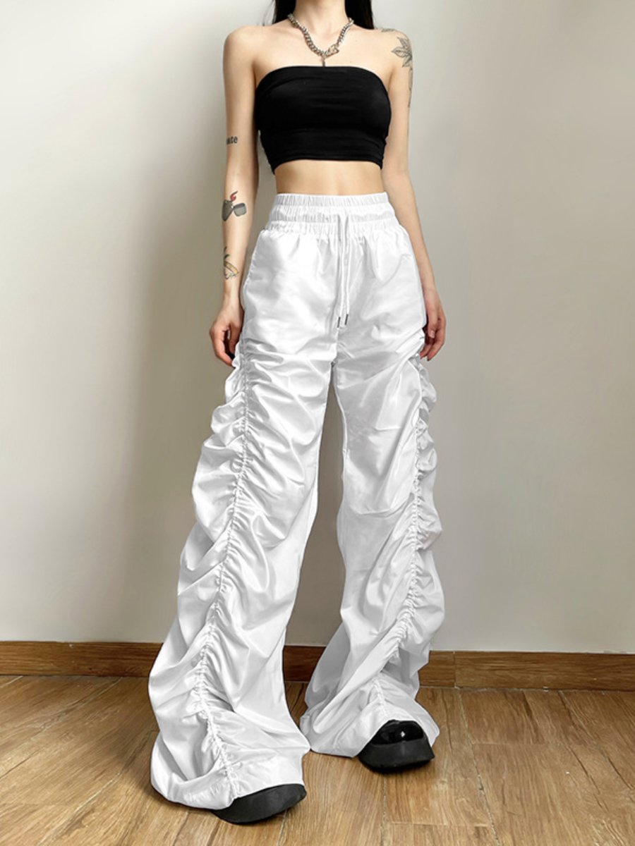 High Waist Hip Pleated Pants