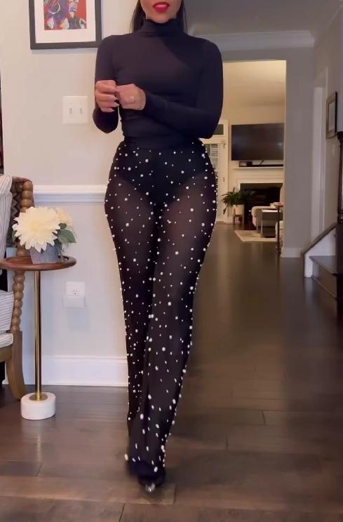 Milk silk black suit