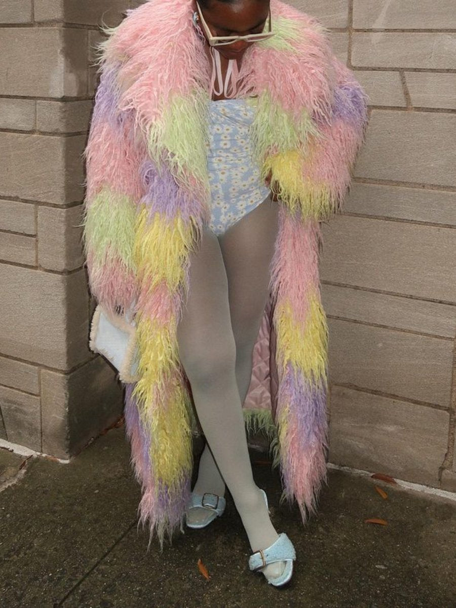 Rainbow Faux Fur Coat