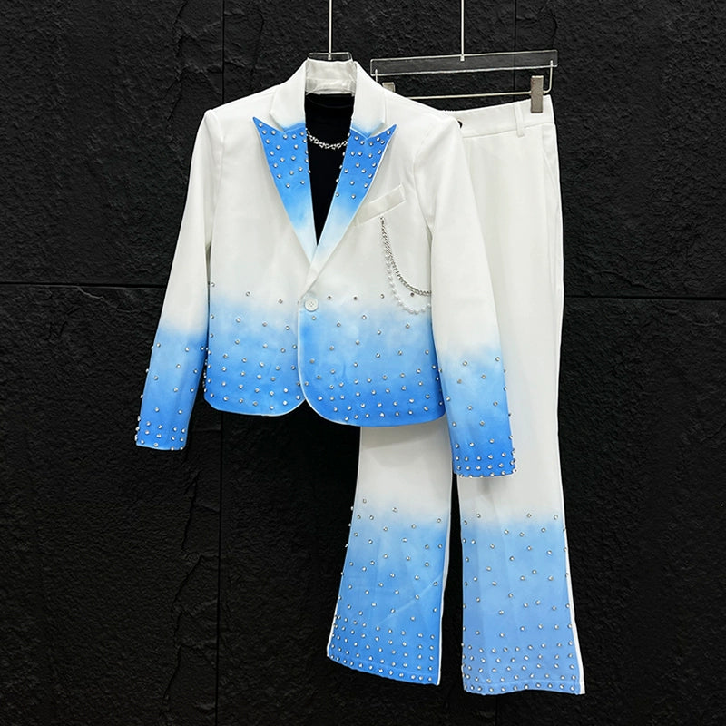 Men's Party Diamond Jacket & Trousers Set